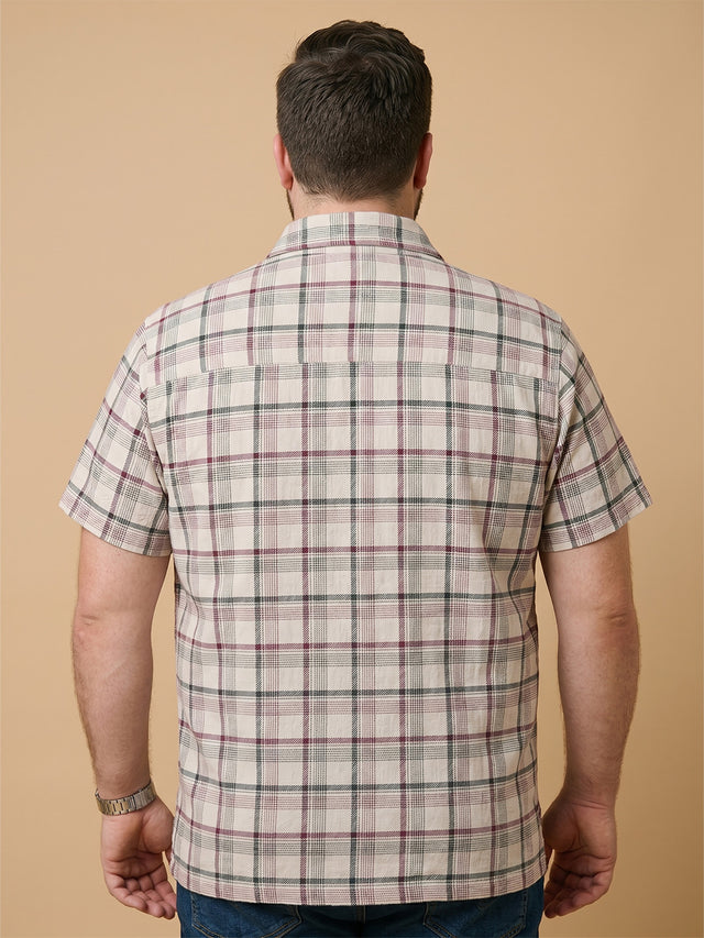 Men Plus Size Auburn Multi Check Shirts