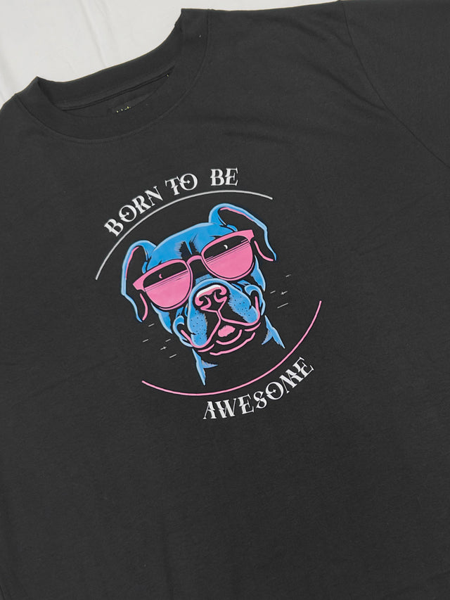 Men Plus Size Hypehound Black Printed Round Neck