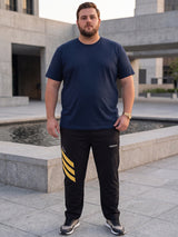 Men Plus Size Laven Black Solid Trackpants