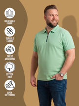 Men Plus Size Nuvia Green Solid Polo