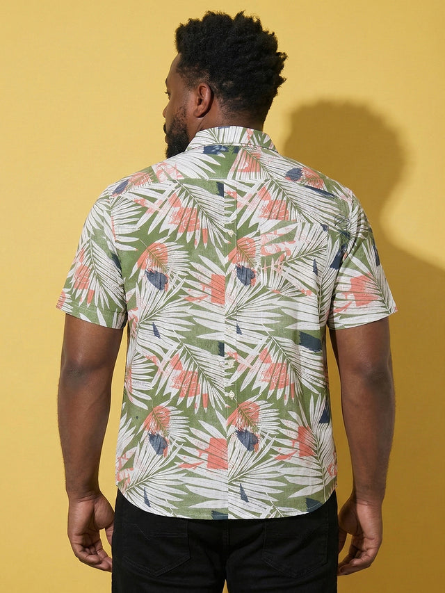 Men Plus Size Havana Multicolor Printed Casual Shirt