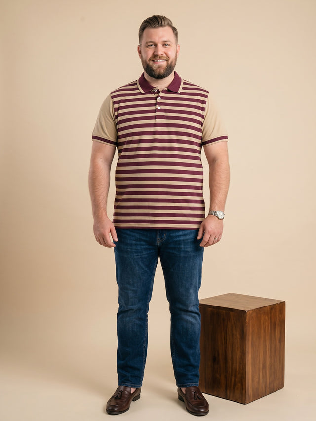 Men Plus Size Lagoon Multi Striped Polo