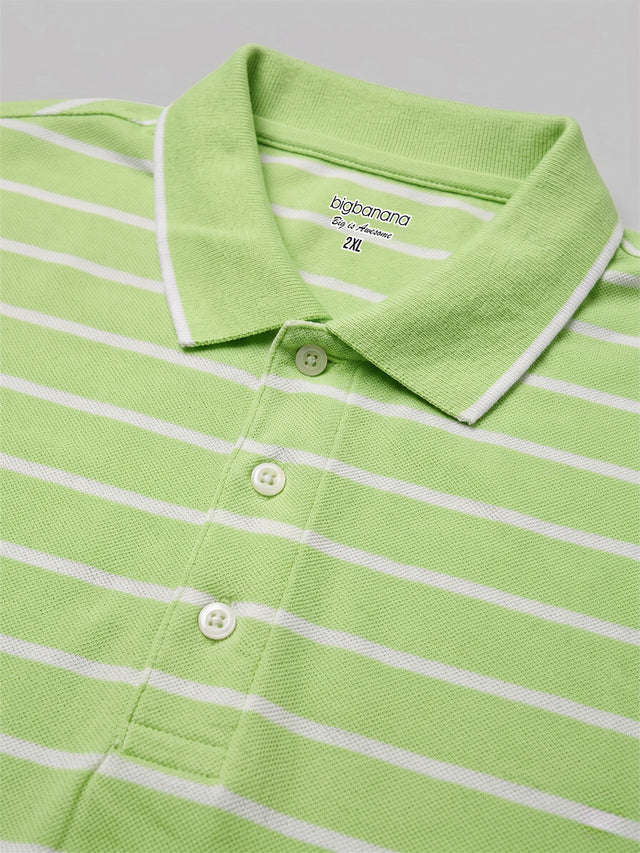 Men Plus Size Pistachio Multi Striped Polo