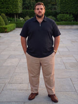 Men Plus Size Kovren Black Textured Polo Tshirt