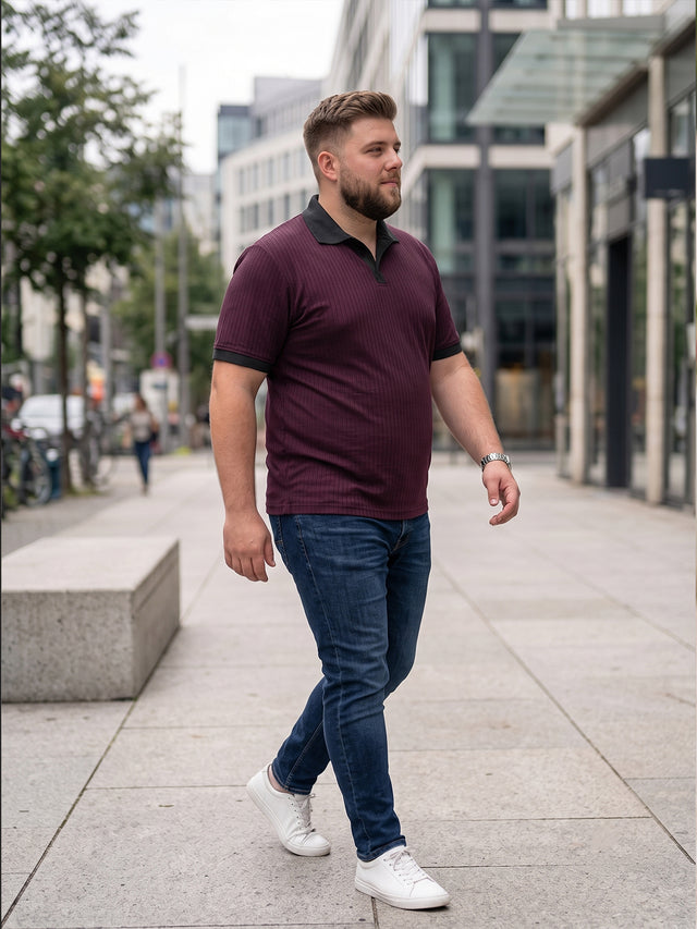 Men Plus Size Zorathn Wine textured Polo Tshirts