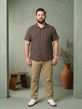 Men Plus Size Coffeescape Multi Striped Shirts