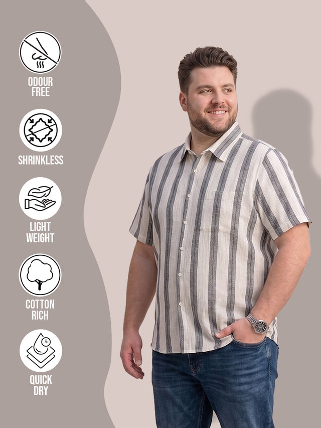 Men Plus Size Stripesafari Multi Textured Shirts