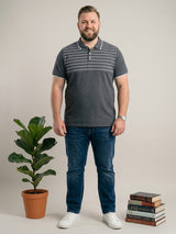 Men Plus Size Pewter Multi Colorblock Polo