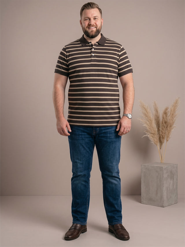 Men Plus Size Pearl Multi Striped Polo
