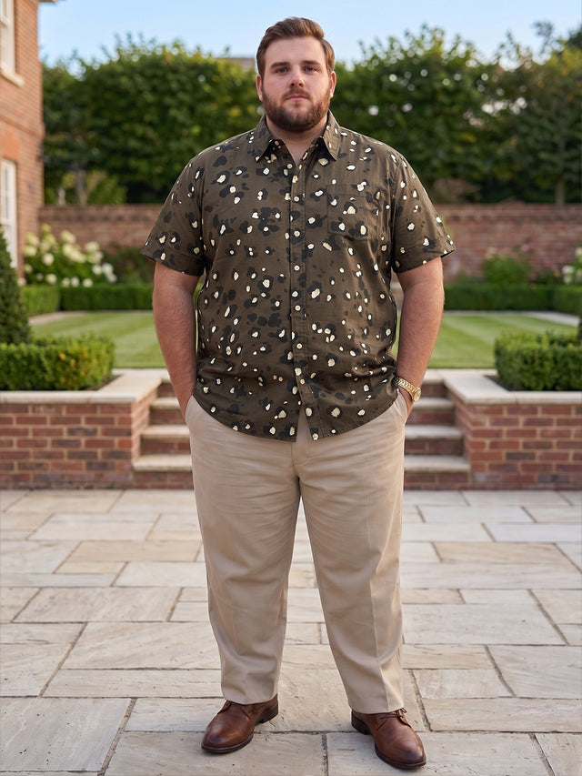 Men Plus Size Xzlum Floral Printed brown Shirt