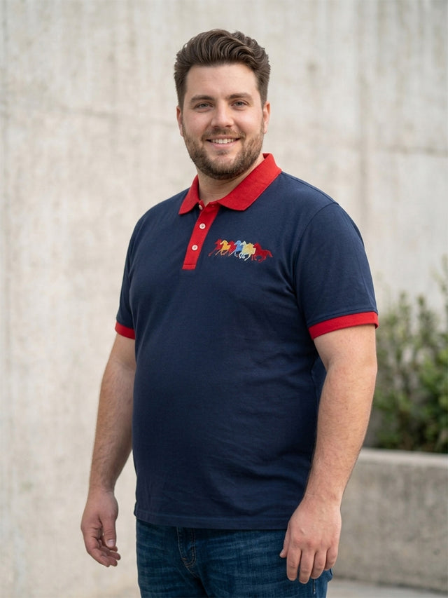 Men Plus Size Assorted Navy Blue Solid Polo