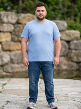 Men Plus Size Lunaro Blue Self Design Round Neck Tshirt