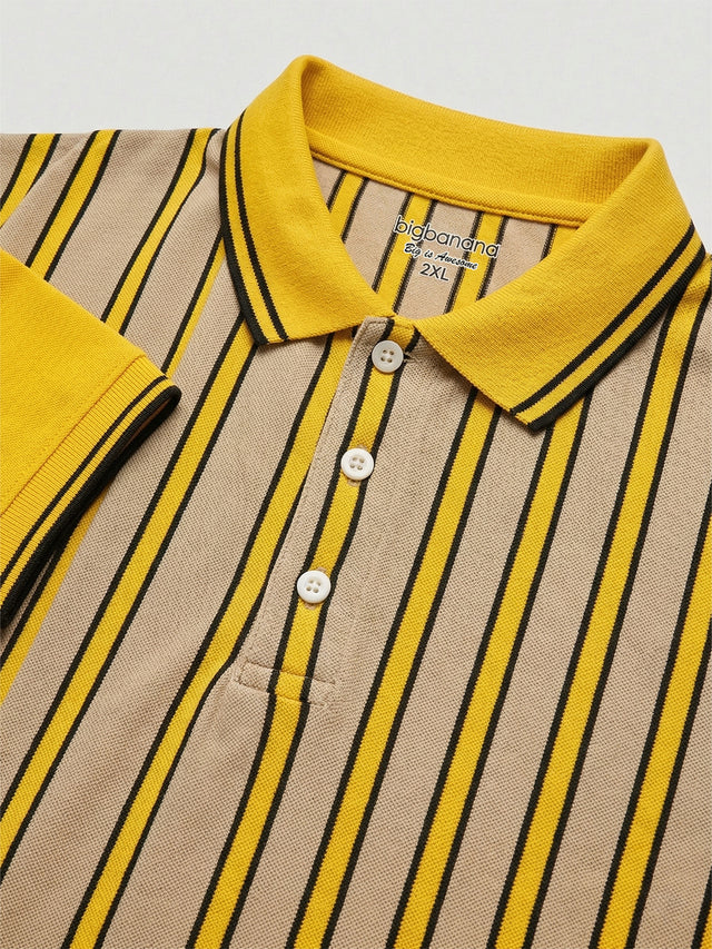 Men Plus Size Glowix Multi Striped Polo