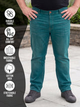 Men Plus Size Virello Green Solid Jeans