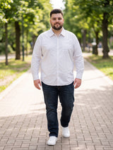 Men Plus Size Larla White Striped Shirts