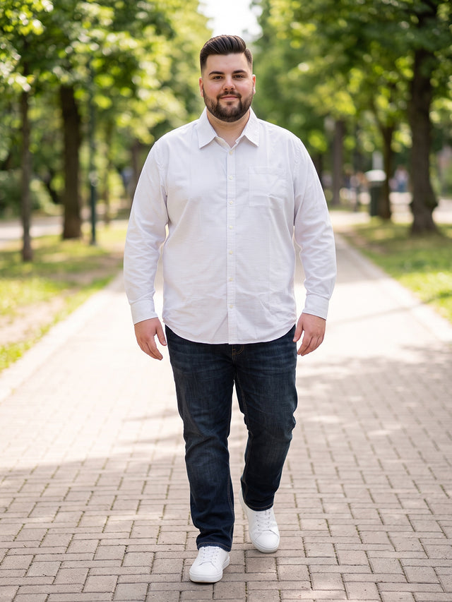 Men Plus Size Larla White Striped Shirts