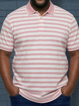 Men Plus Size Alabaster Multi Striped Polo