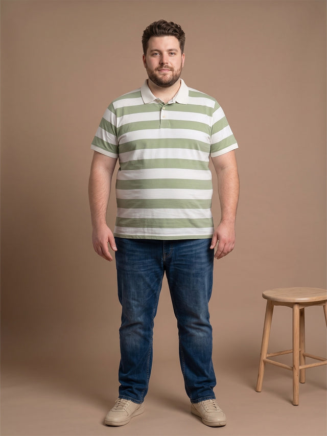 Men Plus Size Fence Multi Colorblock Polo