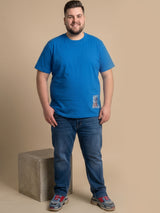 Men Plus Size Skyrogue Blue Printed Round Neck