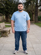 Men Plus Size Hiddenmist-Sky Blue Solid Sky Blue Round Neck Tshirt