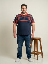 Men Plus Size Rutil Multi Colorblock Polo