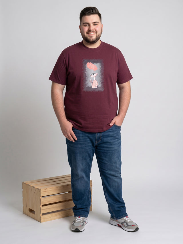 Men Plus Size Dreampaws Maroon Printed Round Neck