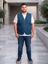 Men Plus Size Drift-Teal Solid Teal Utility Jacket
