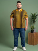 Men Plus Size Sepia Multi Striped Polo