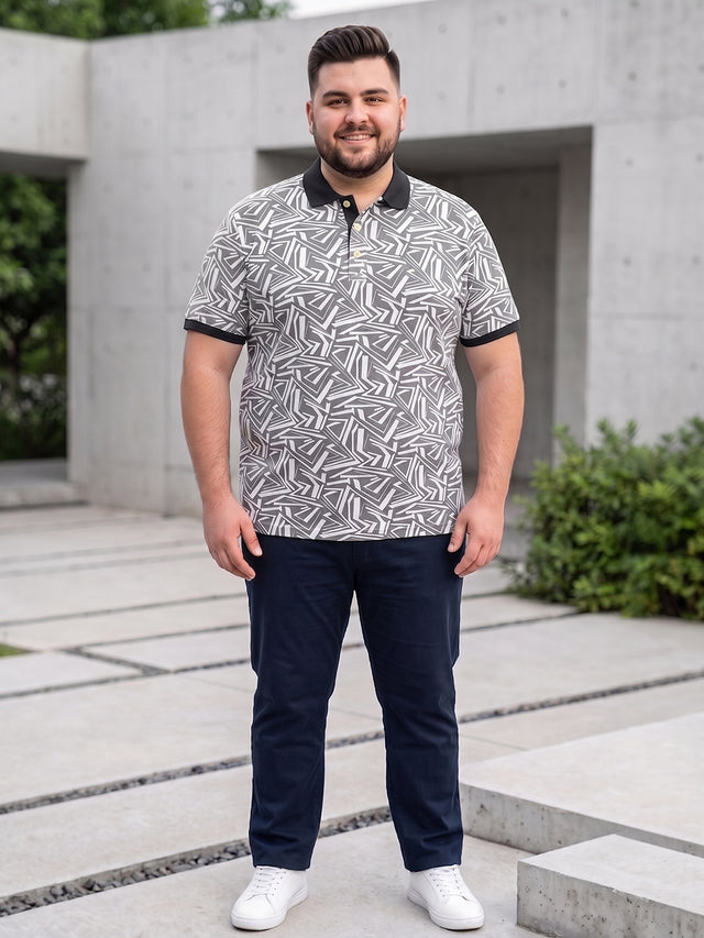 Men Plus Size Geoza Multi Printed Polo Tshirt