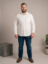 Men Plus Size Pearlescent White Solid Shirts