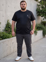 Men Plus Size Vaporcrew-Black Black Solid Round Neck