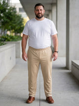 Men Plus Size Gossamer Beige Solid Trackpant