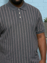 Men Plus Size Gravel Multi Striped Polo
