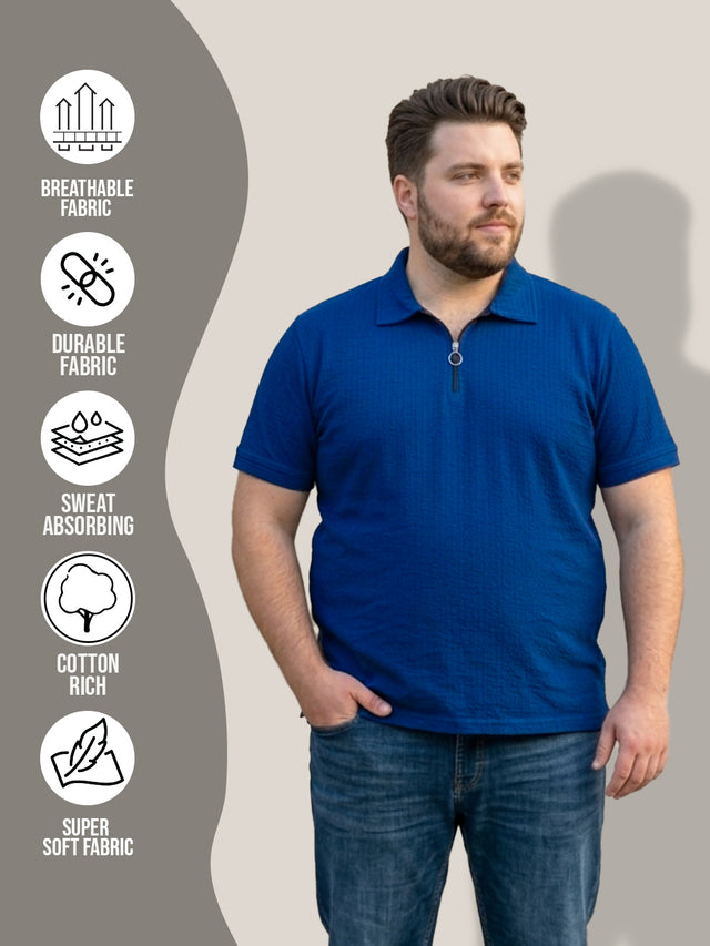 Men Plus Size Zorin Blue Solid Polo