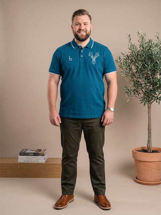 Men Plus Size Thom-Teal Solid Polo Tshirt