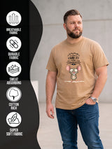 Men Plus Size Beigebanter Beige Printed Round Neck