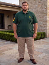 Men Plus Size Aura-BG Solid Green Polo Men Tshirt