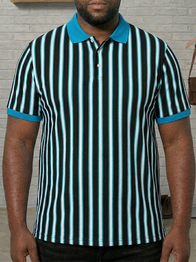 Men Plus Size Sapphire Multi Striped Polo