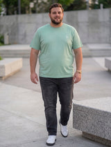 Men Plus Size Vaporcrew-Mint Green Solid Mint Green Round Neck