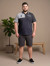 Men Plus Size Relent Colorblock Polo Tshirt