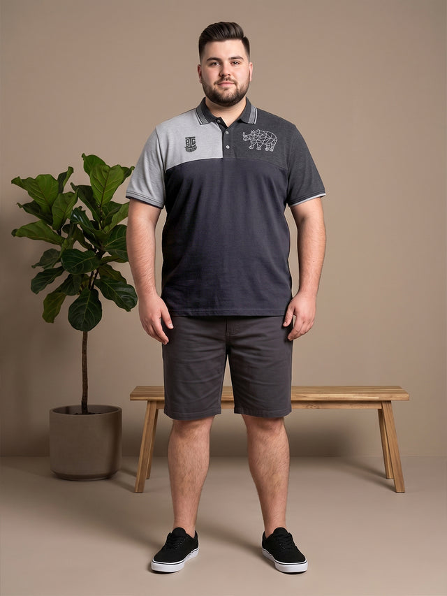 Men Plus Size Relent Colorblock Polo Tshirt