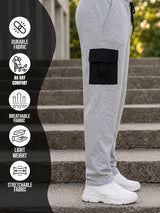 Men Plus Size Fulcrum Grey Solid Trackpants