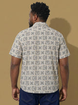 Men Plus Size Basalt Multicolor Printed Casual Shirt