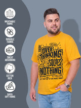 Men Plus Size Ideastorm Yellow Printed Round Neck