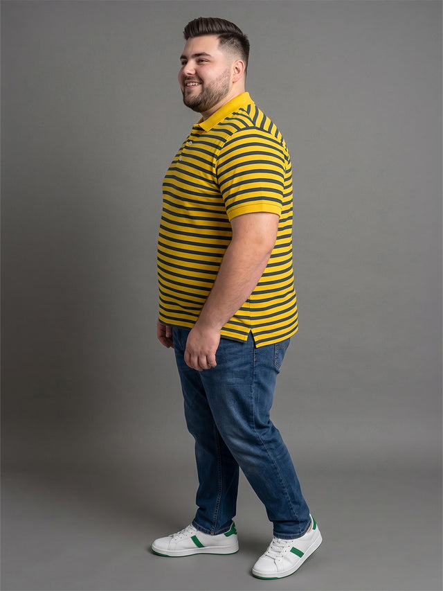 Men Plus Size Bisque Multi Striped Polo