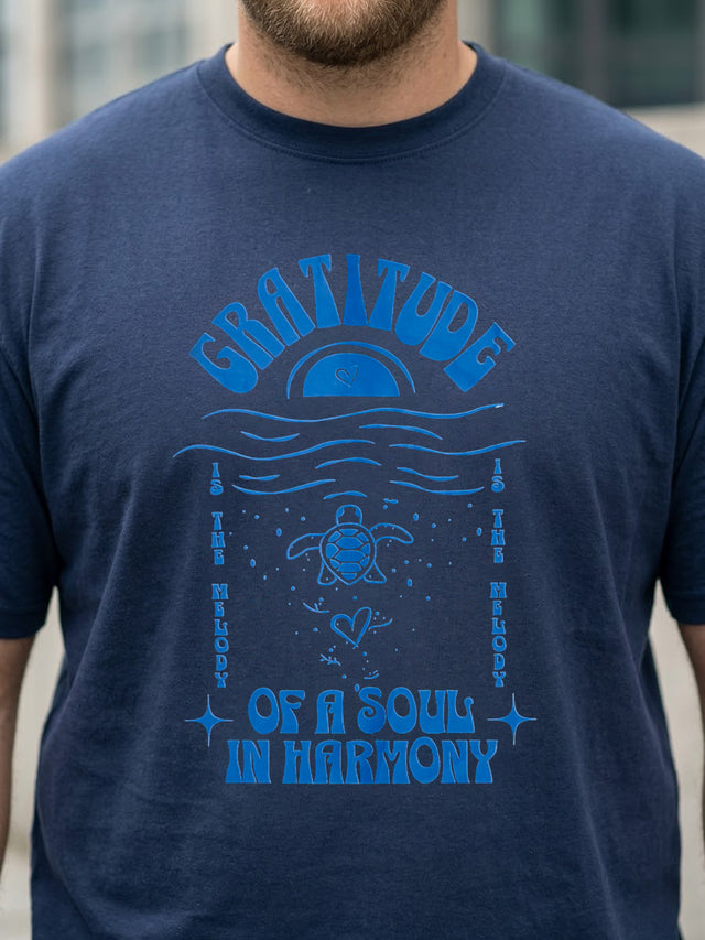Men Plus Size Soulwave Navy Blue Printed Round Neck