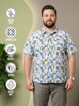 Men Plus Size Sketchgrid Multi Printed Shirts