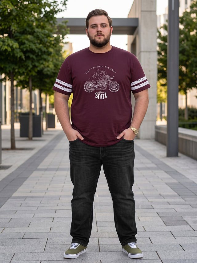 Men Plus Size Hemon Wine Printed Round Neck Tshirts