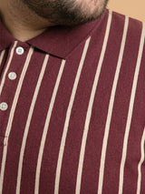 Men Plus Size Merlot Multi Striped Polo
