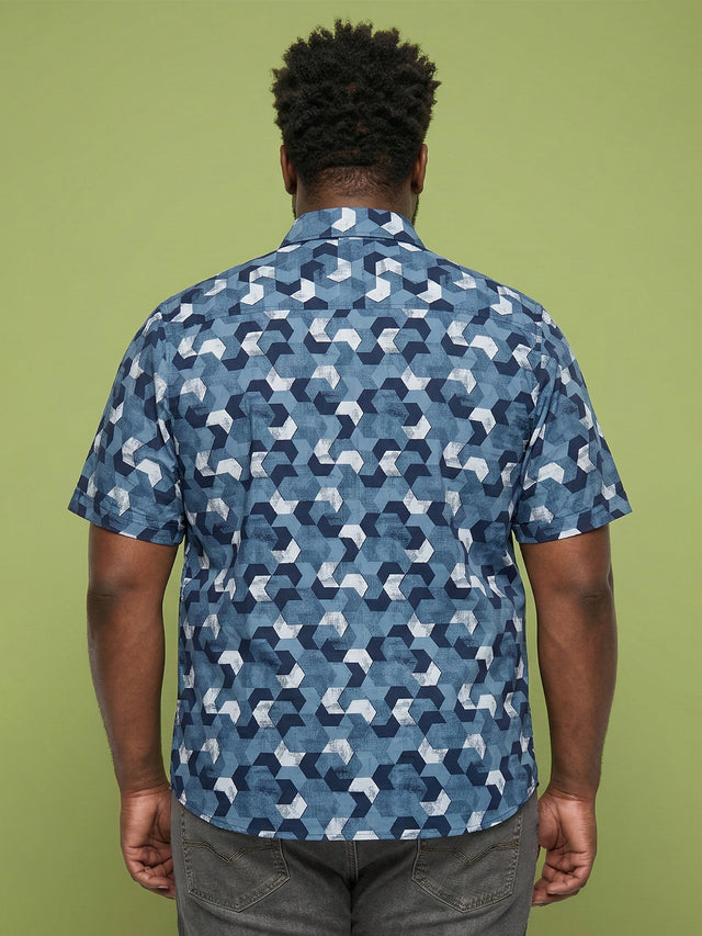 Men Plus Size Tessar Multicolor Printed Casual Shirt